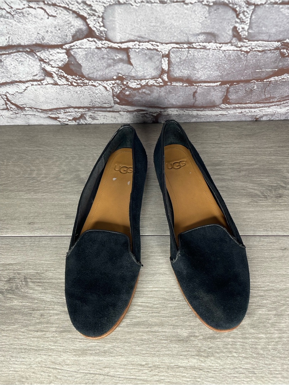 Ugg Bonnie Black Suede Rubber Sole Comfort Loafers Flats Women’s Sz 7M US/38EU